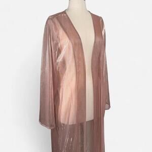 Iridescent champagne pink floor-length duster